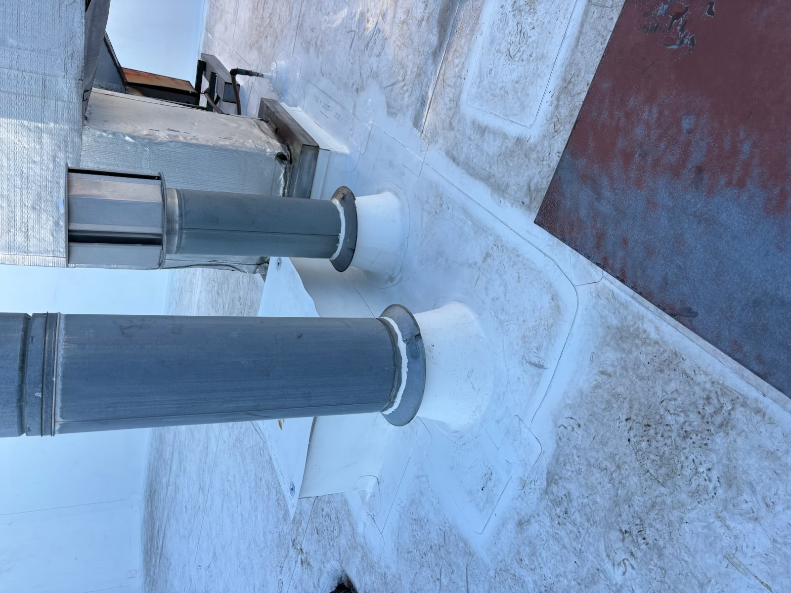 Detailed TPO pipe boot flashing work